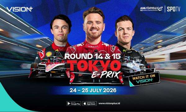 Jadwal dan Link Live Streaming Tokyo E-Prix 2026 di Vision+ Jadwal dan Link Live Streaming Tokyo E-Prix 2026 di Vision+