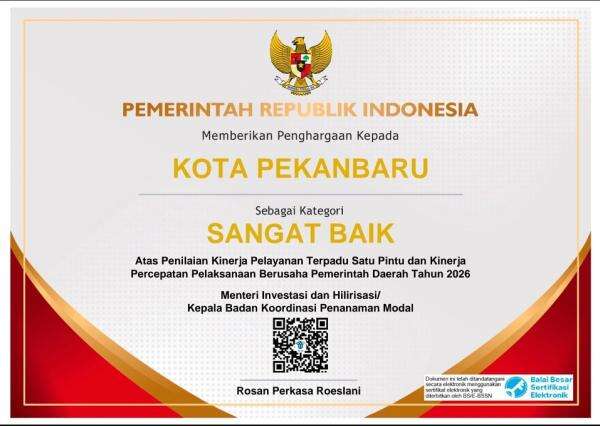 Pekanbaru Raih Pengakuan Nasional, Investasi Rp7,35 Triliun Lampaui Target Pekanbaru Raih Pengakuan Nasional, Investasi Rp7,35 Triliun Lampaui Target