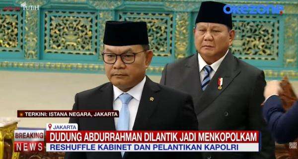 Geser Djamari Chaniago, Dudung Abdurachman Dilantik Jadi Menko Polkam Geser Djamari Chaniago, Dudung Abdurachman Dilantik Jadi Menko Polkam