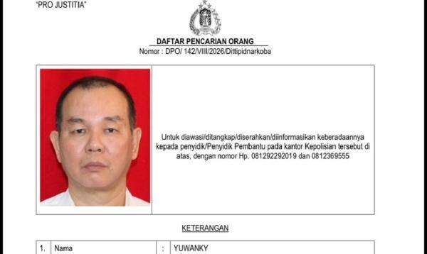 Jadi Buronan, Yuwanky Bos Narkoba di Kelab Malam Planet Batam Diduga Kabur ke Singapura Jadi Buronan, Yuwanky Bos Narkoba di Kelab Malam Planet Batam Diduga Kabur ke Singapura