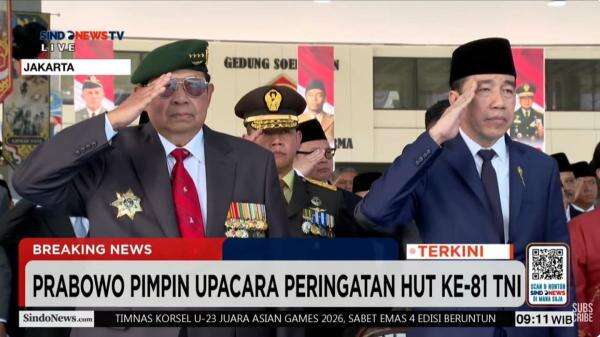 Momen Prabowo Hormat dan Salami SBY-Jokowi di HUT ke-81 TNI Momen Prabowo Hormat dan Salami SBY-Jokowi di HUT ke-81 TNI