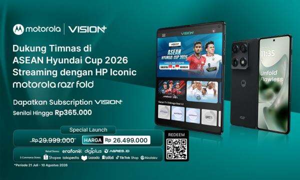 Link Live Streaming Vision+ Timnas Indonesia vs Singapura di Piala AFF 2026, Nonton Seru Pakai Motorola razr fold Link Live Streaming Vision+ Timnas Indonesia vs Singapura di Piala AFF 2026, Nonton Seru Pakai Motorola razr fold
