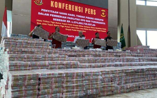 Kejagung Pamerkan Tumpukan Uang Rp1,3 Triliun Hasil Sitaan Korupsi CPO, Ini Penampakannya