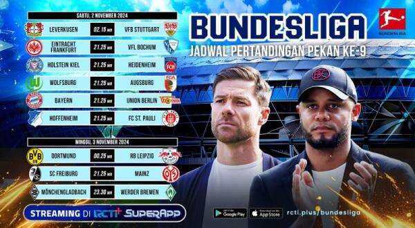 Ini Jadwal dan Link Streaming Bundesliga Pekan ke-9 di RCTI+ SuperApp Ini Jadwal dan Link Streaming Bundesliga Pekan ke-9 di RCTI+ SuperApp