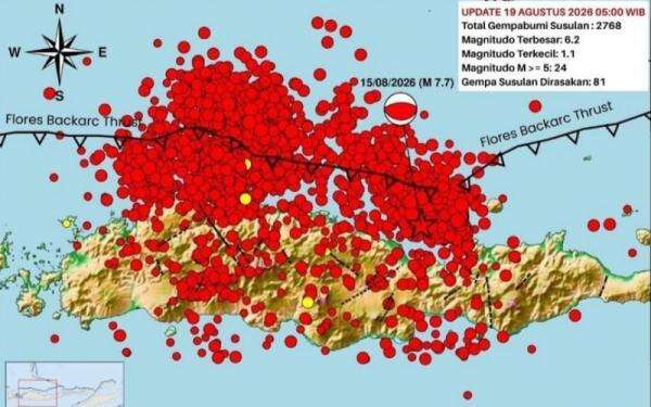 2.768 Gempa Susulan Guncang NTT, BMKG: Akan Berakhir 3 hingga 4 Pekan 2.768 Gempa Susulan Guncang NTT, BMKG: Akan Berakhir 3 hingga 4 Pekan