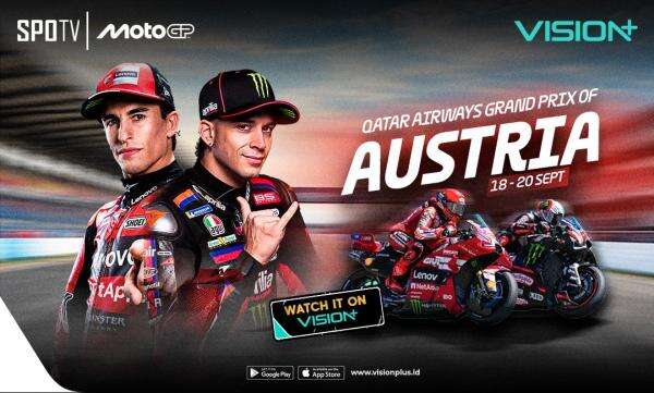Jadwal dan Link Live Streaming MotoGP Austria 2026 di Vision+ Jadwal dan Link Live Streaming MotoGP Austria 2026 di Vision+