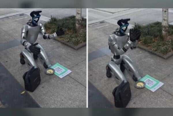 Robot Humanoid Mengemis Meminta Sedekah untuk Mengisi Daya Robot Humanoid Mengemis Meminta Sedekah untuk Mengisi Daya