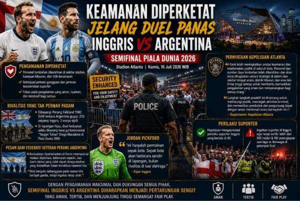 Keamanan Diperketat Jelang Duel Panas Inggris vs Argentina Keamanan Diperketat Jelang Duel Panas Inggris vs Argentina