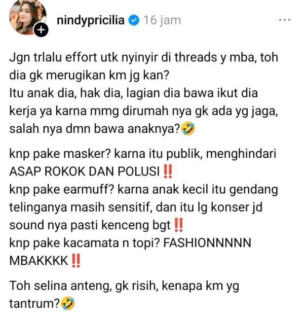 Mahalini Disorot soal Penampilan Anak, Kakak Ipar Ungkap Alasan Pakai Masker hingga Earmuff Mahalini Disorot soal Penampilan Anak, Kakak Ipar Ungkap Alasan Pakai Masker hingga Earmuff