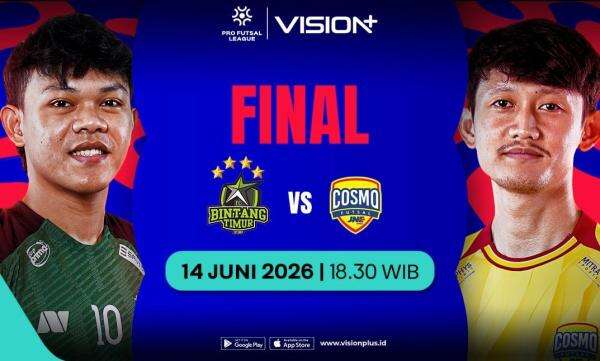 Jadwal Final PRO Futsal League 2025/26, Cosmo JNE vs Bintang Timur Surabaya Live Streaming di VISION+ Jadwal Final PRO Futsal League 2025/26, Cosmo JNE vs Bintang Timur Surabaya Live Streaming di VISION+