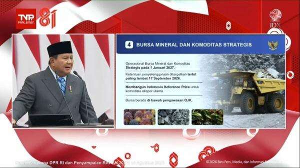 Prabowo Minta Bursa Mineral dan Komoditas Strategis Beroperasi 1 Januari 2027 Prabowo Minta Bursa Mineral dan Komoditas Strategis Beroperasi 1 Januari 2027