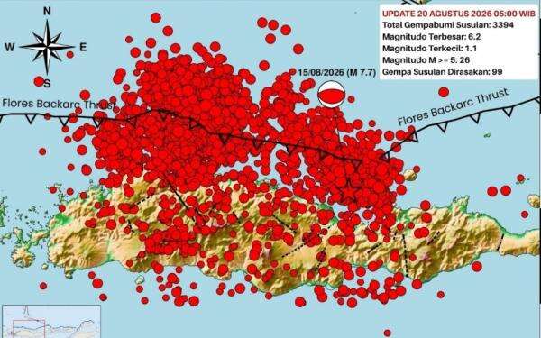 3.394 Gempa Susulan Terjadi di Flores, 99 Kali Dirasakan Warga 3.394 Gempa Susulan Terjadi di Flores, 99 Kali Dirasakan Warga