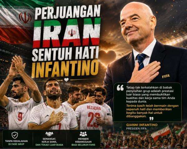 Perjuangan Iran di Piala Dunia 2026 Sentuh Hati Infantino Perjuangan Iran di Piala Dunia 2026 Sentuh Hati Infantino