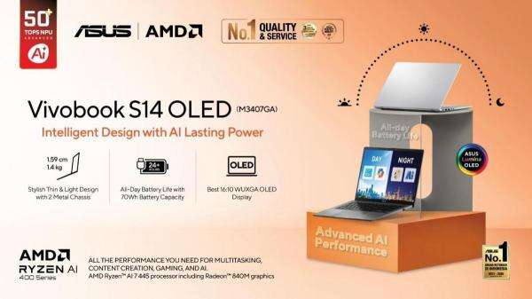 ASUS Vivobook S14 OLED (M3407GA), Laptop Rekomendasi Pintar dengan Baterai Awet Seharian ASUS Vivobook S14 OLED (M3407GA), Laptop Rekomendasi Pintar dengan Baterai Awet Seharian
