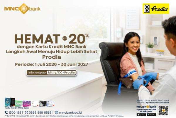 MNC Bank Gandeng Prodia, Hadirkan Diskon hingga 20 untuk Dukung Deteksi Dini dan Investasi Kesehatan Nasabah MNC Bank Gandeng Prodia, Hadirkan Diskon hingga 20 untuk Dukung Deteksi Dini dan Investasi Kesehatan Nasabah