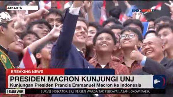 Presiden Macron Sambangi Kampus UNJ, Sempat Selfie Bareng Mahasiswa