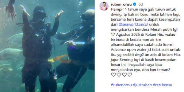 Ruben Onsu Latihan Diving untuk Persiapan 17 Agustus 2025, Curi Perhatian Warganet! Ruben Onsu Latihan Diving untuk Persiapan 17 Agustus 2025, Curi Perhatian Warganet!