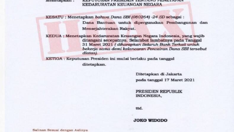 Beredar Keppres Kedaruratan Keuangan Negara, Pemerintah Pastikan Hoaks
