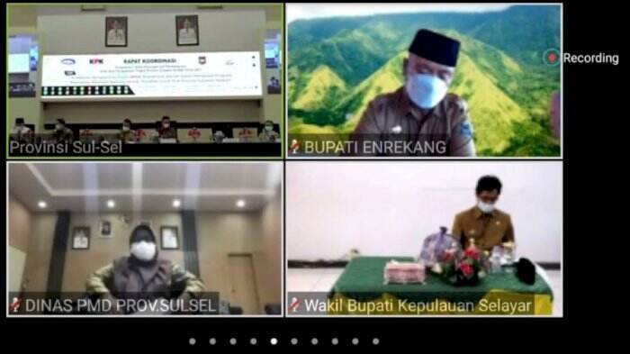 Bahas Pengawasan Dana PEN, Bupati Enrekang Ikuti Rapat Bersama Plt Gubernur, BPKP, dan KPK
