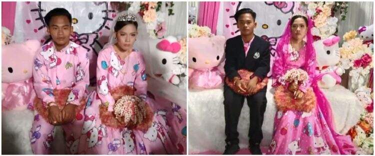 6 Potret pasangan menikah dengan busana dan dekorasi Hello Kitty, unik