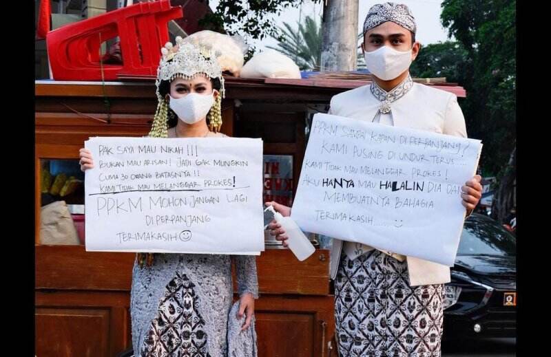 Lutfi Agizal dan Kekasih Pakai Baju Pengantin di Jalan, Mohon PPKM Tak Diperpanjang