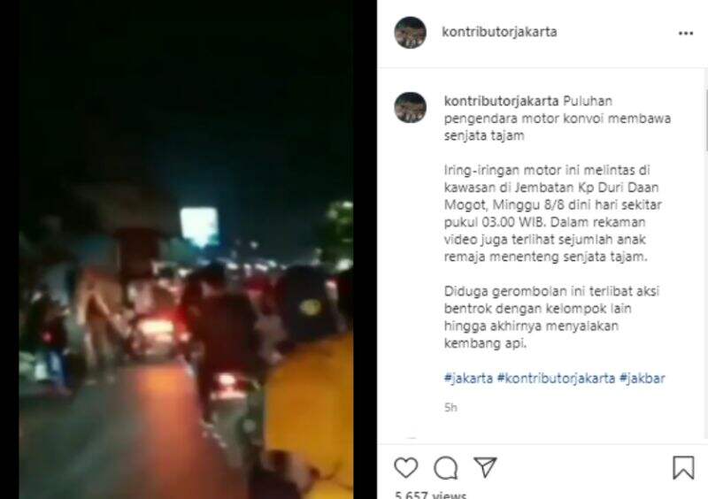 Tenteng Senjata Tajam, Geng Motor Ini Sisir Jalan Daan Mogot Jakbar