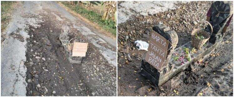 Potret `makam` di tengah jalan ini jadi sorotan, alasannya bikin miris
