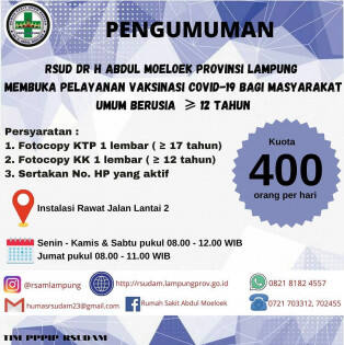 Antisipasi Kerumunan, Pendaftaran Vaksinasi Covid-19 di RSUDAM Lewat Online