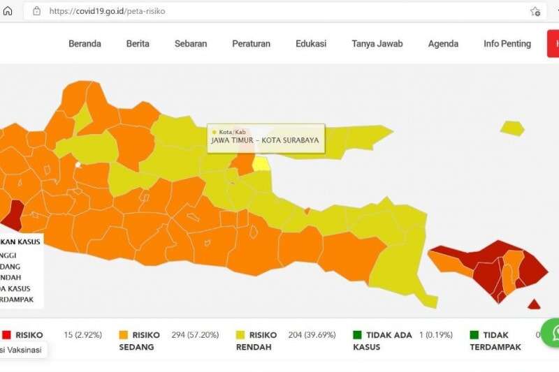 Surabaya Pertama Kalinya Masuk Zona Kuning selama Pandemi Covid-19