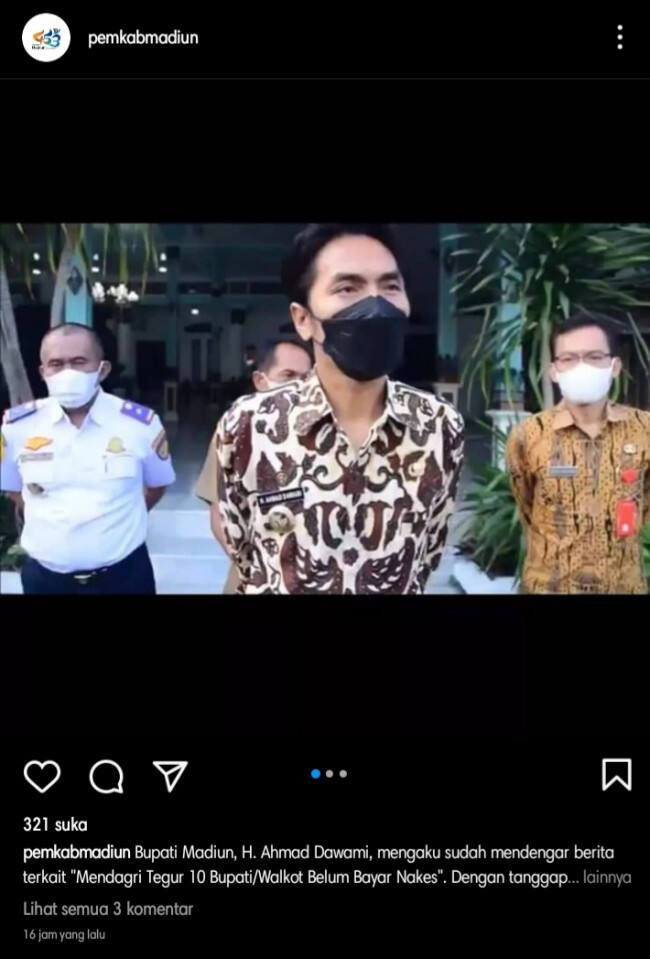 Bupati Madiun Bantah Pernyataan Mendagri soal Belum Bayar Tenaga Kesehatan