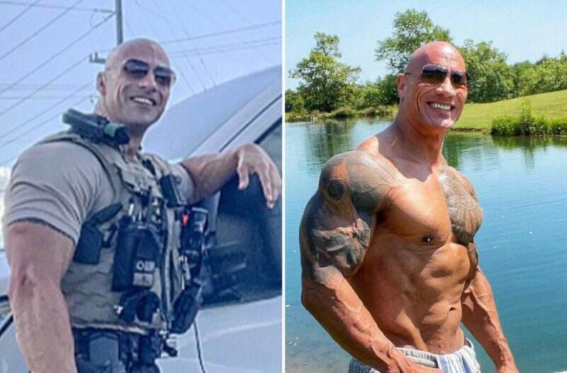 Reaksi Tak Terduga Dwayne Johnson Dibandingkan dengan Petugas Polisi yang Mirip