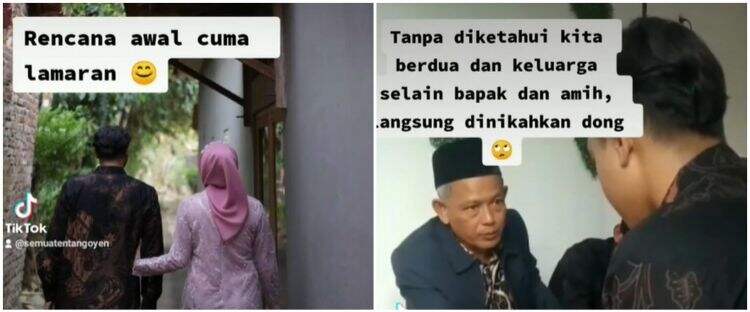 Rencana awal lamaran, pasangan ini tak percaya justru dinikahkan