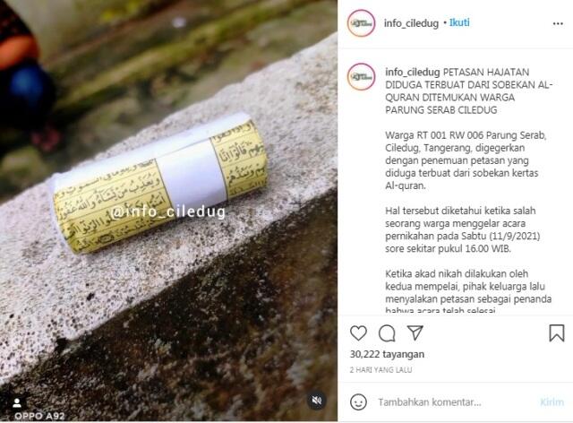 Viral!!! Al-Quran Dijadikan Bahan Petasan di Tangerang