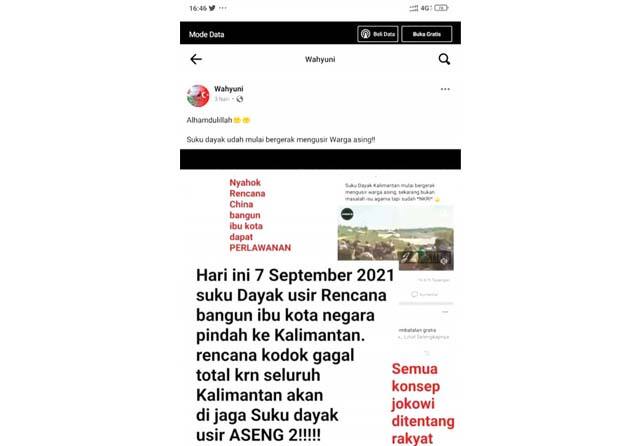 Hoax Warga Dayak Gagalkan Pemindahan Ibu Kota Negara