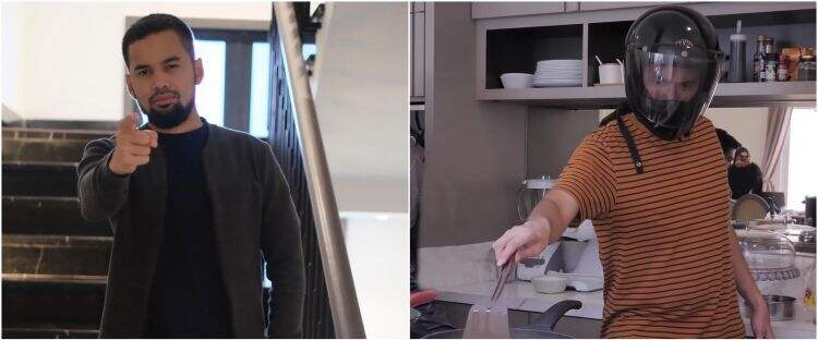 Kelakuan lucu 9 seleb belajar masak, heboh lindungi diri pakai helm