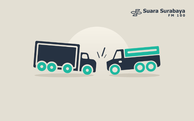 Kecelakaan Dua Truk di Tol Mojokerto