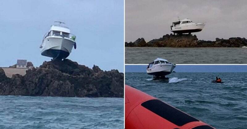 Heboh Perahu Tertinggal di Udara Setelah Menabrak Batu, Kok Bisa?