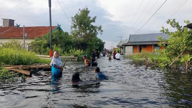 Sempat Surut, Banjir di Mendawai Palangka Raya Naik Lagi