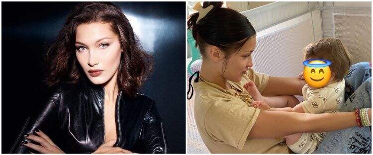 9 Potret Bella Hadid momong keponakan, anak Gigi Hadid dan Zayn Malik