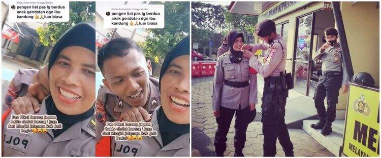 Sama-sama polisi, aksi ibu dan anak dinas bareng ini sweet banget