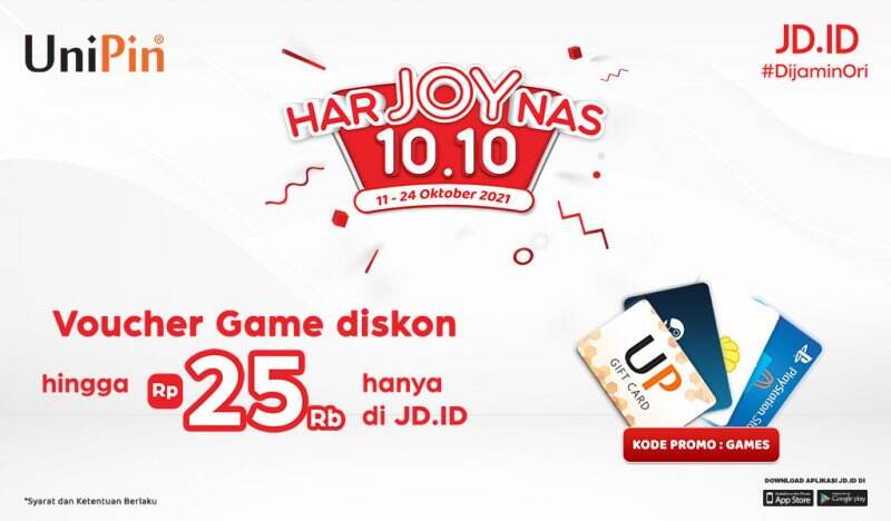 Promo Diskon hingga 25% Voucher Game di HarJOYnas JDID!