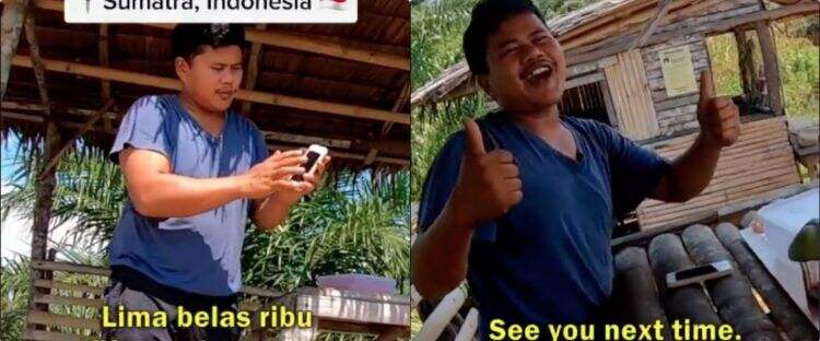 Jujur dan pede berbahasa Inggris, penjual es kelapa dipuji warganet