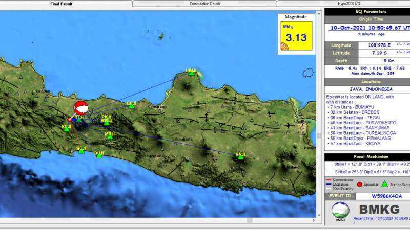 Bumiayu Kembali Diguncang Gempa 3,1 SR, Getarannya Terasa sampai Kabupaten Tegal