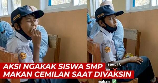 VIDEO: Aksi Ngakak Siswa SMP Makan Cemilan saat Divaksin