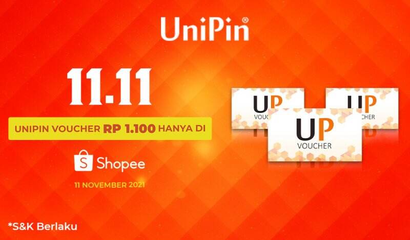 Promo 11.11 Shopee Beli UniPin Voucher hanya 1.100!