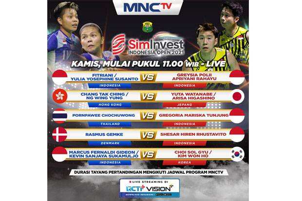 Link Live Streaming MNCTV, Dukung Tim Bulu Tangkis Tanah Air di Indonesia Open 2021