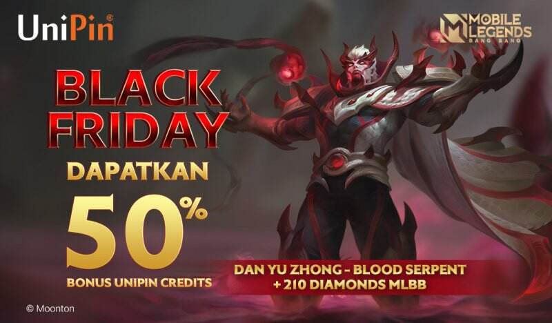 Black Friday! Dapatkan Cashback hingga 50% UniPin Credits & Yu Zhong Blood-Serpent +210 Diamonds MLBB di UniPin!