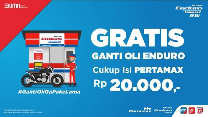 PT Pertamina Lubricants Berikan Gratis Ganti Oli Enduro dengan Go SPBU