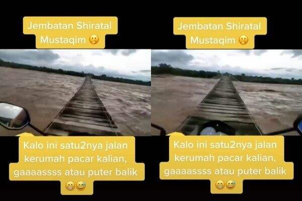 Viral Pengendara Motor Lintasi Jembatan Shiratal Mustaqim Bikin Jantung Mau Copot
