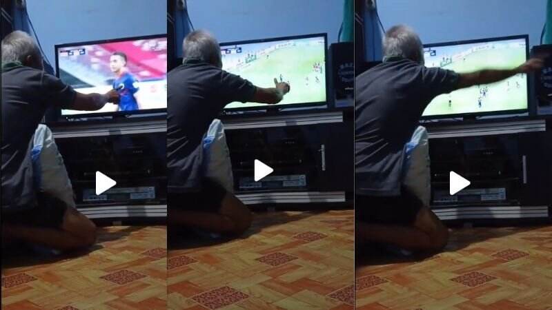 Viral Kakek Nobar Piala AFF 2020 Aksinya Gagalkan Penalti Singapura, Netizen: The Real of Pawang Indonesia